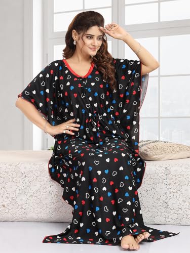 Image of Kaftan Printed Cotton Maxi Dress /Nighty /Nightdress for Ladies /Girls /Women | Free Size