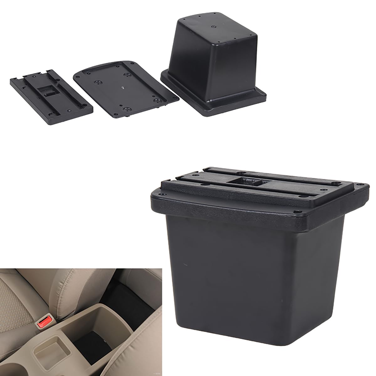 ZENVI Compatible with Hyundai i30 Braccioli 2006-2010 | Stile Nero,Braccioli,Console Centrale Organizer Immagazzinaggio Scatola,Utilizzabile Per Autisti Supporto Gomito