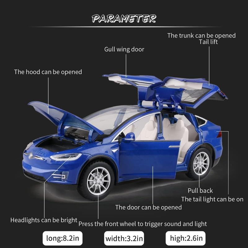 Image of Play Boy 1:32 T X Model Diecast Metal Alloy Pullback Toy Vehicle with Openable Doors Light and Music Car for Kids (Multicolor)