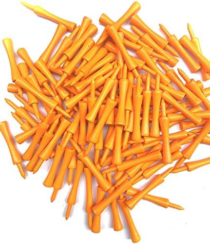TH Golf 100 PCS Bamboo Golf Tees, 70mm Castle Neon Orange, 70 mm