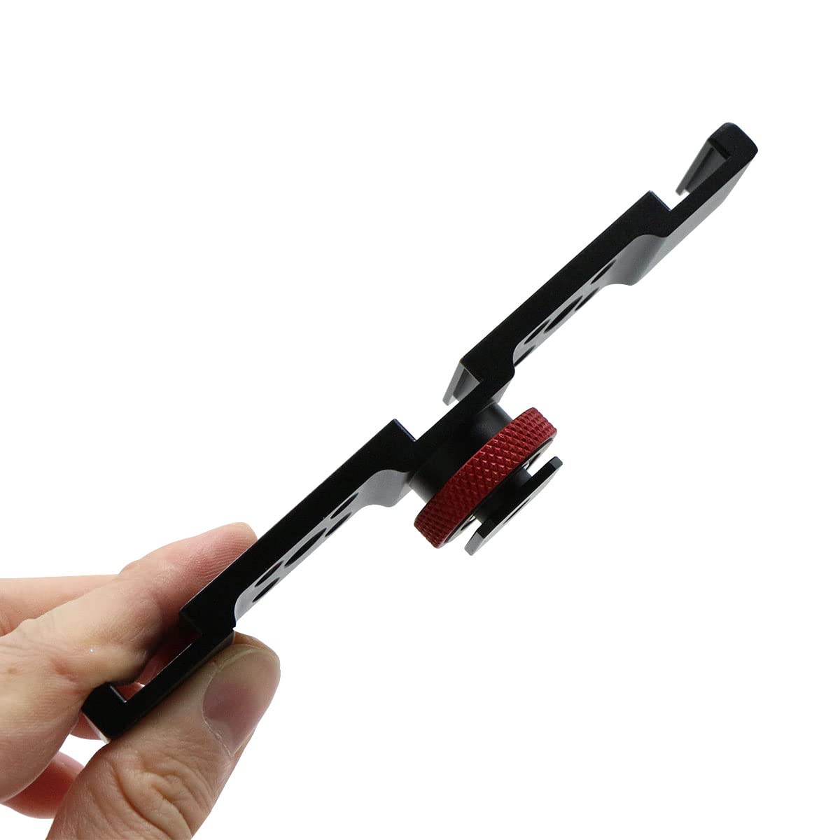 Flash Bracket Fixation Support Sabot - Double Rail Barre D'extension en Alliage Aluminium avec Trous Vis 1/4" 3/8" pour Lumière Led Trépied Light Microphone Monopode Dslr Reflex , Noir