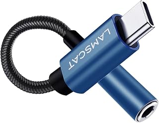 LAMSCAT USB C to 3.5mm Audio Adapter, USB Type C to Aux Headphone Jack Dongle Cable Compatible with Pixel 4 3 2 XL,Samsung Galaxy S21 S20 Ultra S20+ Note 20 10 S10 S9 Plus,iPad Pro and More (Blue)