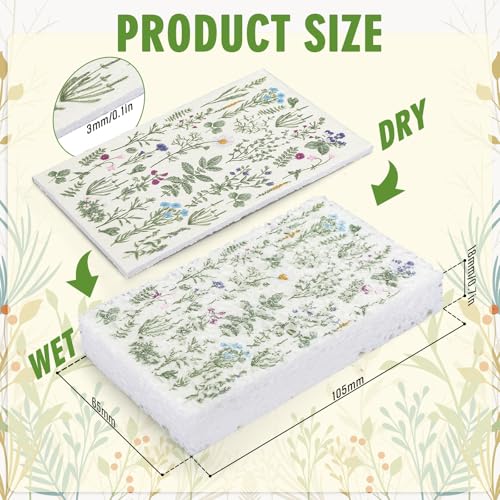 Image of FYSUIMU 8Pcs Wildflower Kitchen Sponges Vintage Floral Pattern Water Absorbing Dish Washing Sponges Non Scratch Cleaning Scrub Sponge for Spring Home Bathroom
