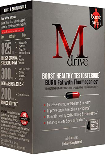 Mdrive Boost and Burn for Men, Zinc, KSM-66 Ashwagandha, Cordyceps, Advantra Z, Chromax