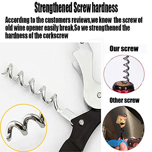 4 Packs Professional Waiter Corkscrew Wine Openers Set,Upgraded With Heavy Duty Stainless Steel Hinges Wine Key for Restaurant Waiters, Sommelier, Bartenders (Black 4 Packs)