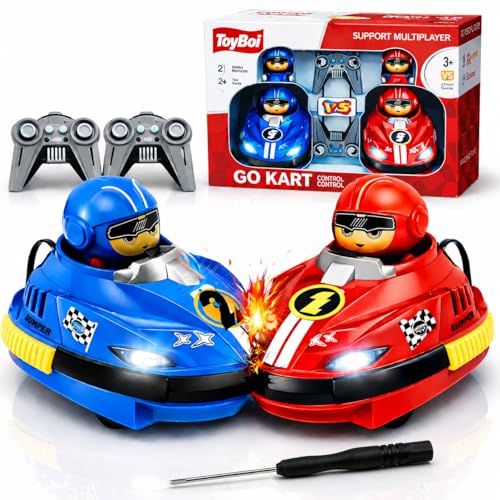 Image of RC Bumper Cars Set for Kids - 2 Player RC Go Kart Battle Dashing Cars, 360 Rotating, Colorful LED Lights & Music, Rechargeable USB 2.4GHz,Racing Toy Ages 3+, Birthday Gift Boys Girls