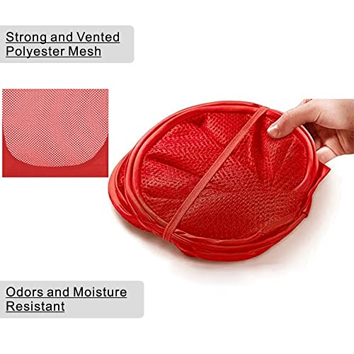 Image of BATTOO Deluxe Strong Mesh Pop up Laundry Hamper Basket with Side Pocket for Laundry Room, Bathroom, Kids Room, College Dorm or Travel Red