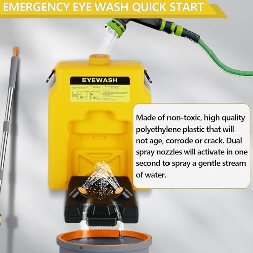 Image of Portable Eye Wash Station OSHA Approved, 14 Gallon Wall Mounted Eyewash Stations, Dual Spray Emergency Eye Wash Station Lasting for 15 Minutes, First Aid Eyewash Units, Eyes Irrigation Equipment