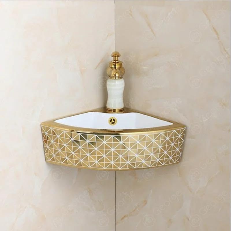 SHANUS CHONページ Nexa Bathware GOLD GLOSSY CORNER Ceramic Wall Mount Sink | 18.5 x