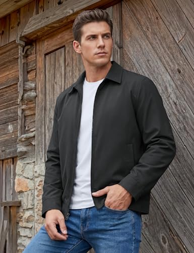 Image of TACVASEN Men's Lightweight Jackets Full Zip Laydown Collar Windbreaker Jacket Casual Golf Light Coat with Pockets