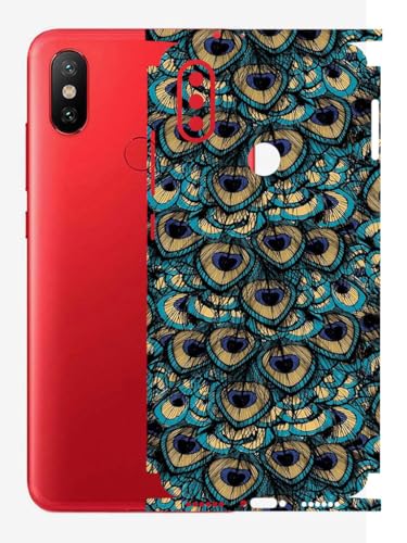Image of AtOdds - Full Body Back Screen Guard Protector Film - Lamination Wrap Skin Sticker Compatible with Xiaomi Mi A2 | Scratchproof Matte Finish (Design - Peacock)