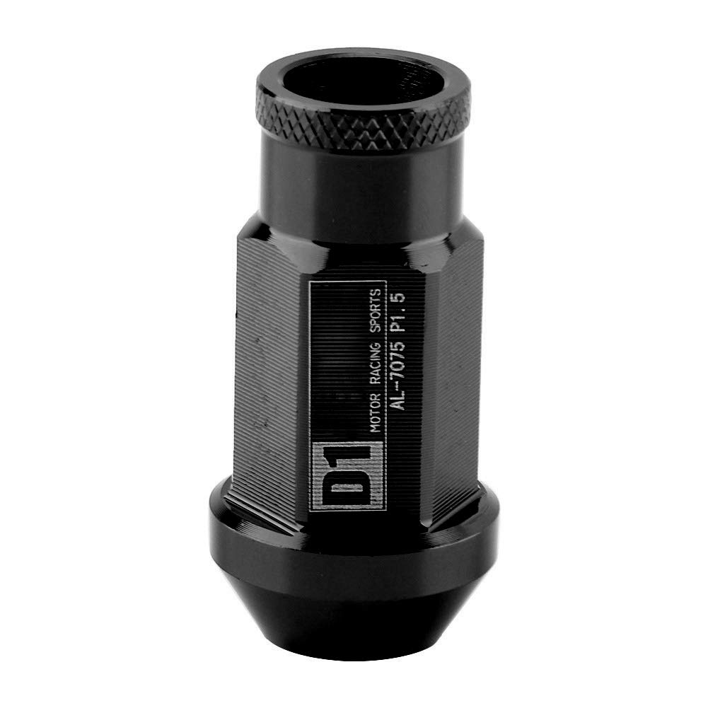 KIMISS Tue de aluminio para rueda de carreras M12x1.5, para automóvil, negra, ligera y resistente, tornillo para llanta, tue para neumático