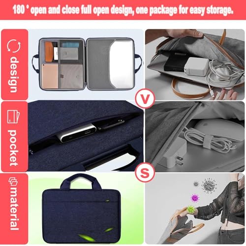Image of Hseok Laptop Case 13.3-14 Inch Sleeve,TSA Shockproof Computer Handbag,Compatible with MacBook Neo /Pro 14 M5 /M4 /M3 /M2 /M1,All Models 13.3 inch MacBook Air /Pro,XPS 13 /14,Most 13-14 Notebooks,Blue