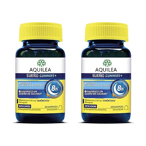 AQUILEA Sueño Gummies | Paquete de 2 unidades de 60 gominolas | 120 gominolas | Sueño profundo de calidad | Sin azúcar | 8h de descanso