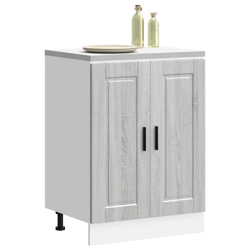 Porto - Mobiletto da cucina in legno Sonoma, 60 x 46 x 81,5 cm, con vano portaoggetti, piedini regolabili, porta e materiale robusto, per cucina, sala da pranzo, dispensa e organizer