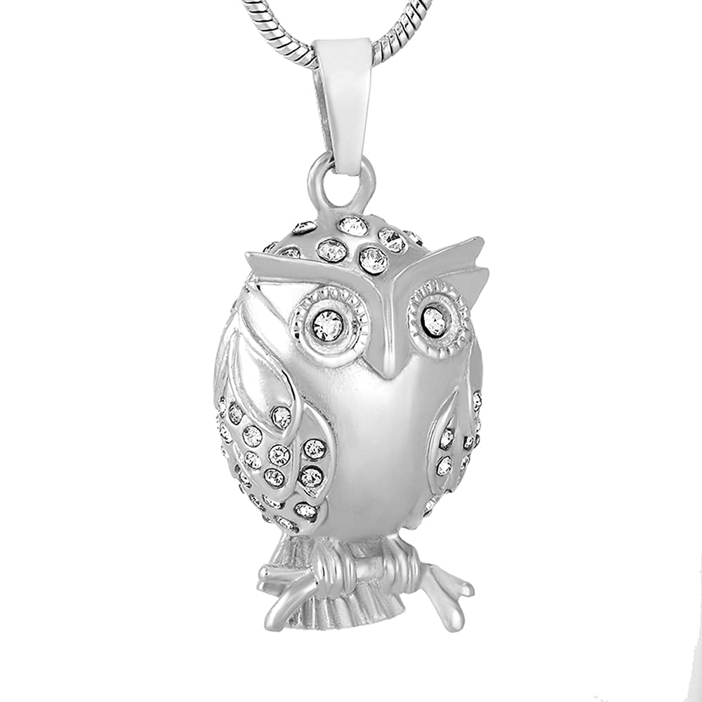 Pendentif urne de crémation hibou : bijou commémoratif pour cendres de vos animaux
