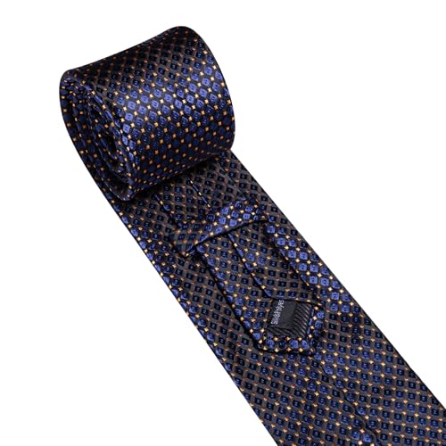 Image of YOHOWA Men Plaid /Striped Ties Set Silk Business Wedding Formal Fashion Necktie and Pocket Square Cufflinks Set