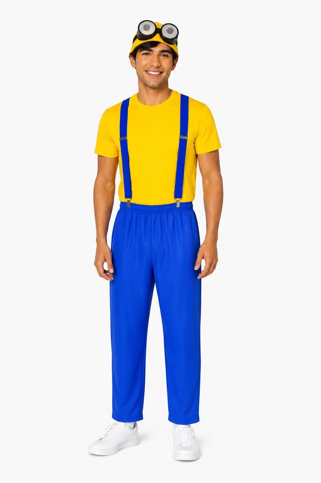 Costume da lavoratore giocoso giallo e blu per adulti