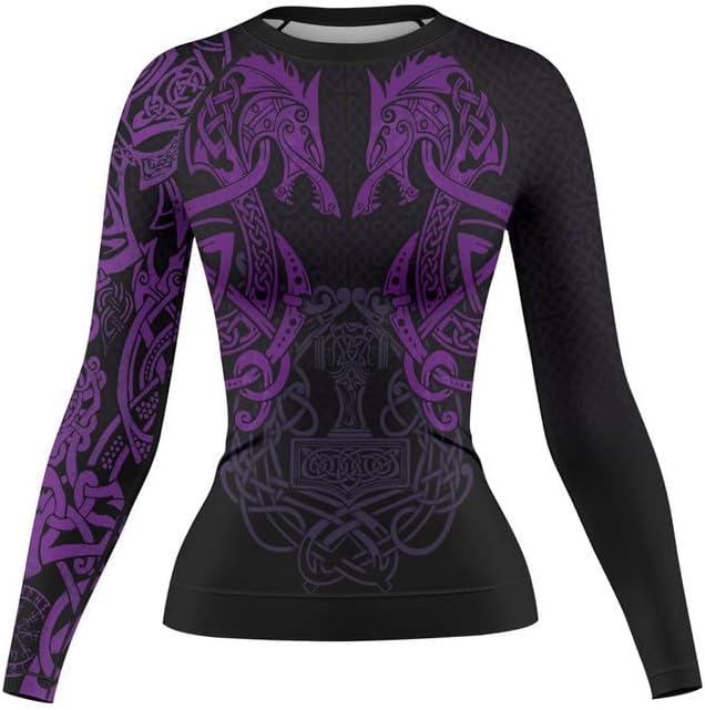 Viking Women's Compression Shirt Long Sleeve MMA BJJ Rash Guard Grappling Jiu Jitsu No Gi