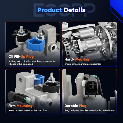 Image of ECCPP AC Compressor Fit for Ford Mustang 5.0L 5.2L 2011-2022 | Fast Cooling AC Compressor with Clutch