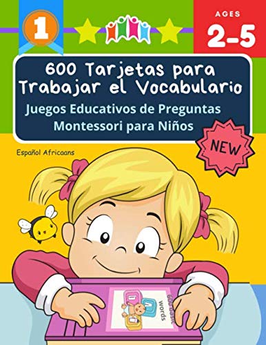 600 Tarjetas para Trabajar el Vocabulario Juegos Educativos de Preguntas Montessori para Niños Español Africaans Easy learning basic words cartoon