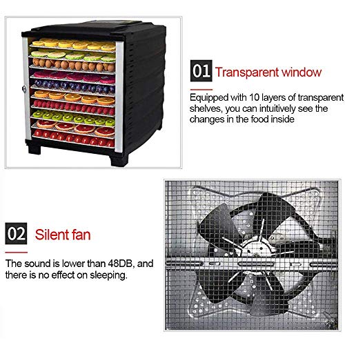Lebensmittel Dehydrator 10 Schichten Dörr, 29 ~ 70 ° C Temperatur-Einstellung, 24h-Timer, Obst Trockner Maschine… – Bild 3
