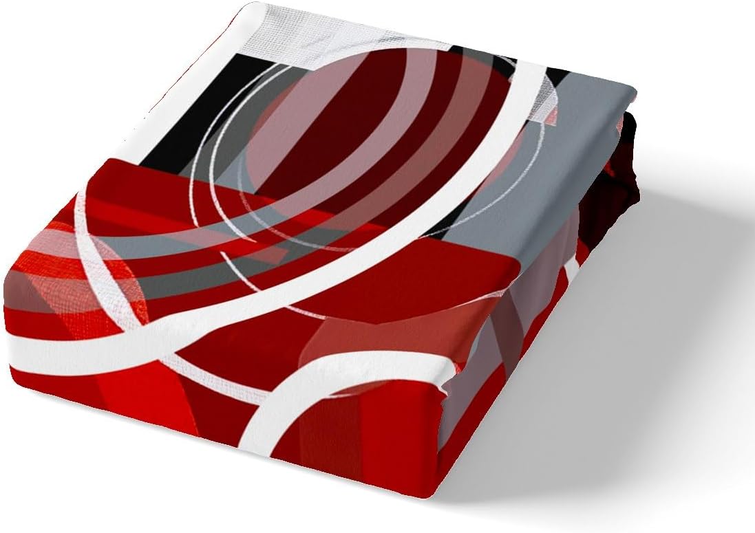 jejeloiu Boys Girls Geometric Bedding Set Toddler Size, GeometryStripe LineRed Black Gray Comforter Cover Teens Bedroom Decor Soft Quilt Cover 2Pcs (No Comforter)