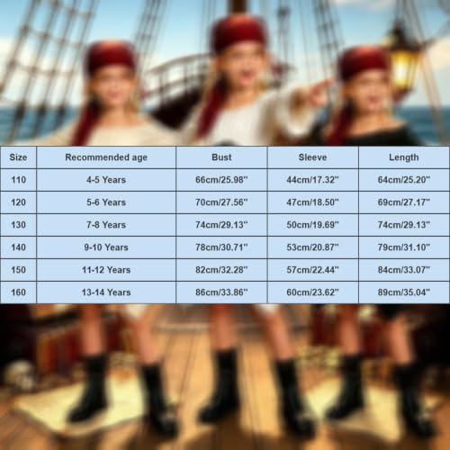 Pirate Costume For Girls Off Shoulder Medieval Costume With Corset Belt | Flared Long Sleeve,pleated,asymmetrical Hem,flowy,lightweight,pirate Themed Party,halloween Costumes,for Girls 4-14 Years - image 3