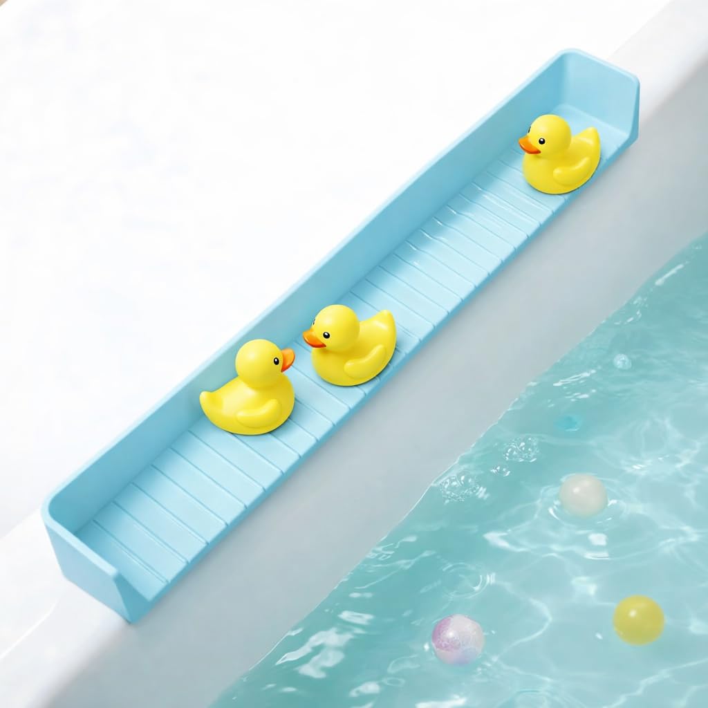 Protection Anti-éclaboussures Baignoire Enfant en Silicone avec 11 Ventouses – Barrière Anti-Eau & Support Jouets pour Baignoire, Garde Éclaboussures, Installation Facile, Garde Salle de Bain Sèche