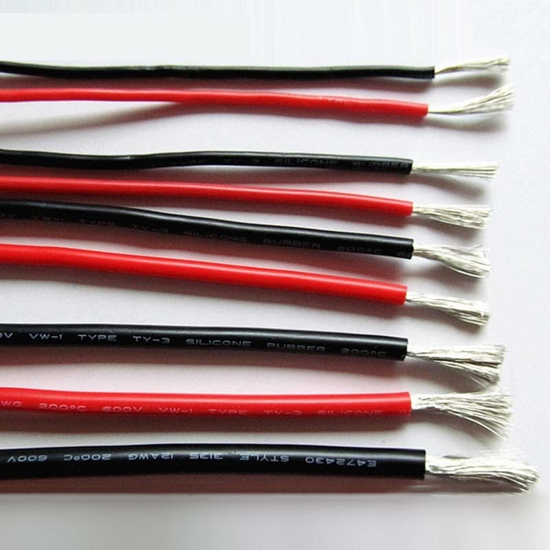 1M/5M Soft Silicone Wire Red/Blue Heat-Resistant Cable Copper 12AWG 14AWG 16AWG 18AWG 20AWG 22AWG 24AWG 26AWG 28AWG 30AWG Stranded Conductor (Color : Red, Size : 14 AWG 1 Meter)