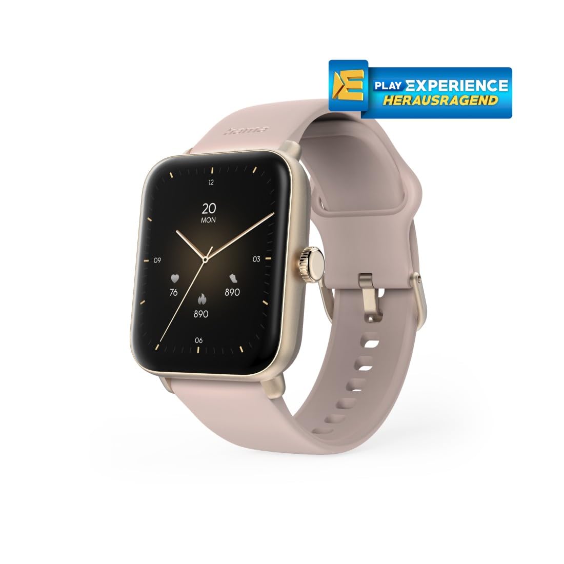 Hama Smartwatch 6010 (1,65" ekran TFT, GPS, wodoodporność IP68/3 ATM, rozmowy tel, asystenci Siri/Google, tętno, SpO2, VO2max, analiza snu, 100 trybów sportowych, powiadomienia) różowe złoto