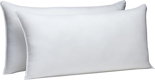 Tienda Basics Almohadas alternativas de plumón, densidad suave para personas que duermen de estómago y espalda, 20 x 36 pulgadas, paquete de 2