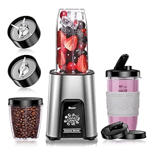 VEWIOR 850W Smoothie Bullet Blender for Shakes and Smoothies, 12 Pieces Personal Blenders for Kitchen with 6 Fins Blender Blade, Smoothie Blender with 2 * 23 oz To-Go Cups BPA Free