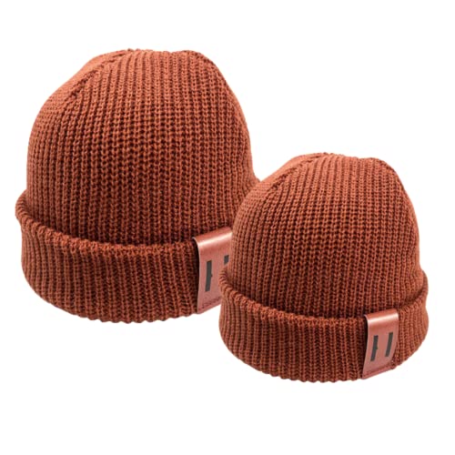 Image of Mom And Me Beanies For Mother And Son, Matching Mommy and Me Winter Hats, Matching Beanies For Mom and Baby Boy, Toddler Boy Mama And Mini Hats In BROWN