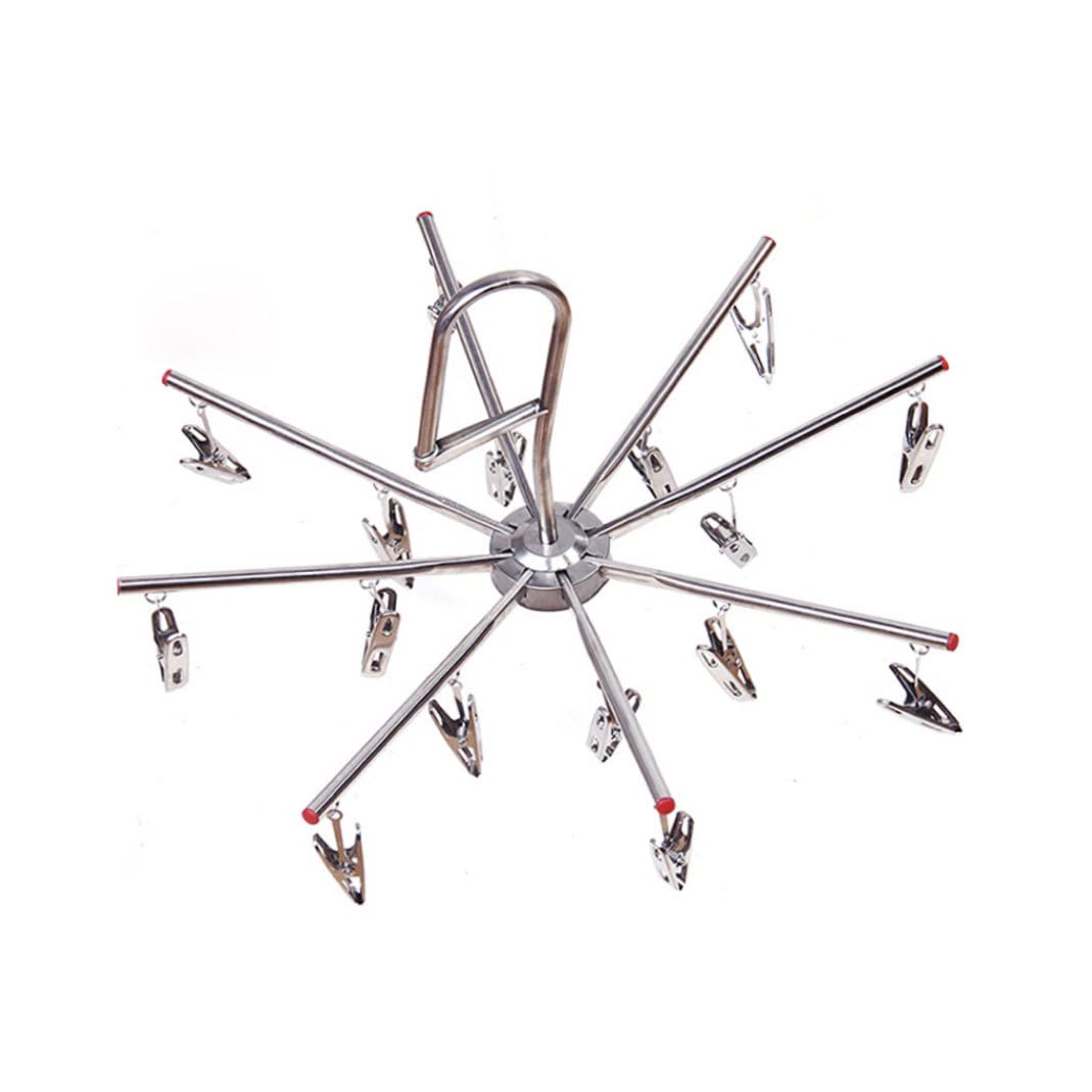 LMYSXAOZ Metal Sock Hanger Stainless Steel Hanging Drying Rack Laundry Drip with 16 Clips for Socks Baby Clothes Towel Underwear and Small Items