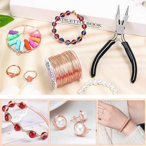 Image of Modacraft 20 Gauge Copper Wire for Jewelry Making with Versatile Pliers 82FT /0.8mm Craft Jewelry Wire Tarnish Resistant Stainless Steel Copper Wire for Gardening Electroculture Jewelry Making Supplies