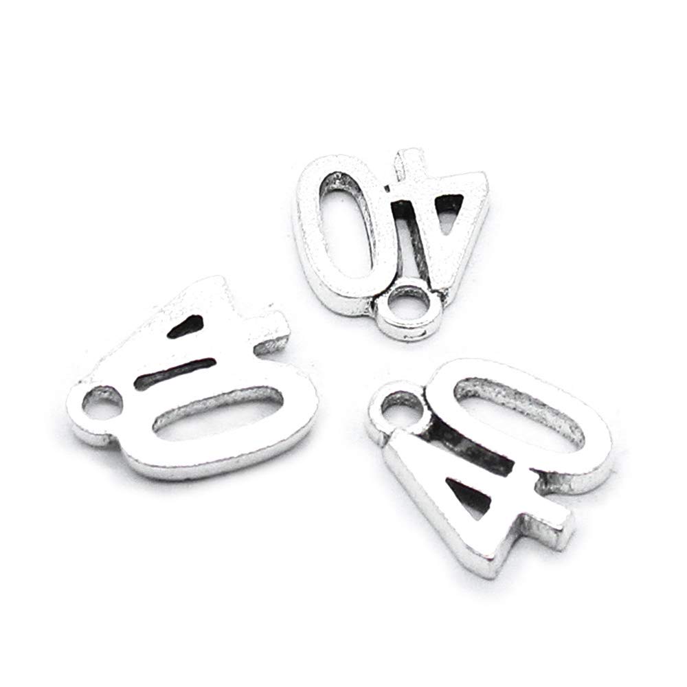 120 Pieces Antique Silver Tone Jewellery Charms Craft Art Making Crafting Beading Supplies UK0L2Z Number Numeral 40 Tag