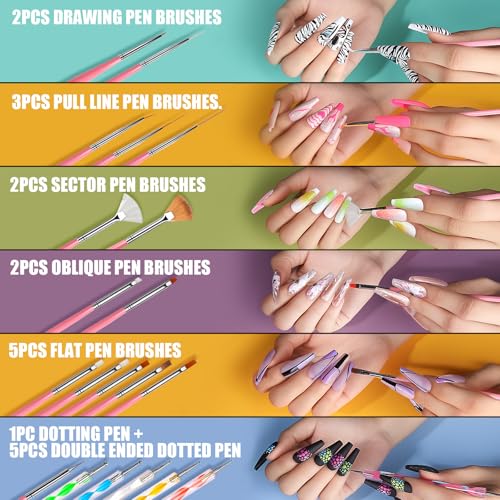 Teenitor Acrylic Nail Kit With Chrome Powder, Almond Tips, Art Brushes, Charms, 3D Gel, Tools, Stand - Beginner Set - Image 6