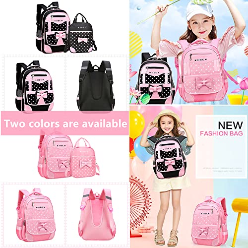 Lanshiya 2Pcs Princess Bow Girls Backpack 2-Piece Elementary School Bag Kids School Travel Bag Set #TOP2