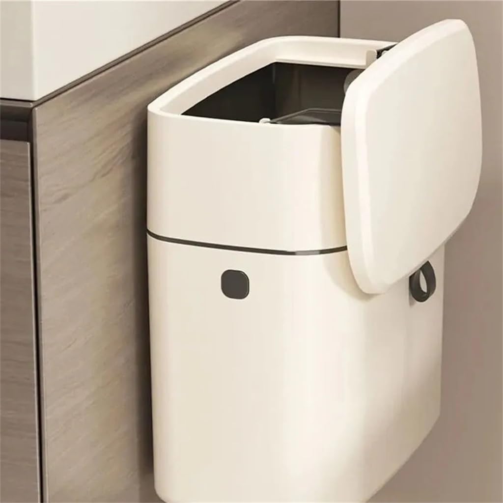 Wall-Mounted Garbage Can Rectangular Narrow Design with Cover Bearing Strong Two Wall-Mounted Modes 9L