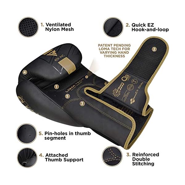 RDX-Boxing-Gloves-Sparring-Muay-Thai-Premium-Maya-Hide-Leather-Kara-Patent-Pending-Kickboxing-MMA-Training-Punch-Bag-Focus-Mitts-Pads-Double-end-Ball-Punching-Workout-Ventilated-Palm RDX Boxing Gloves Men Women, Pro Training Sparring, Maya Hide Leather Muay Thai MMA Kickboxing, Adult Heavy Punching Bag Gloves Mitts Focus Pad Workout, Ventilated Palm