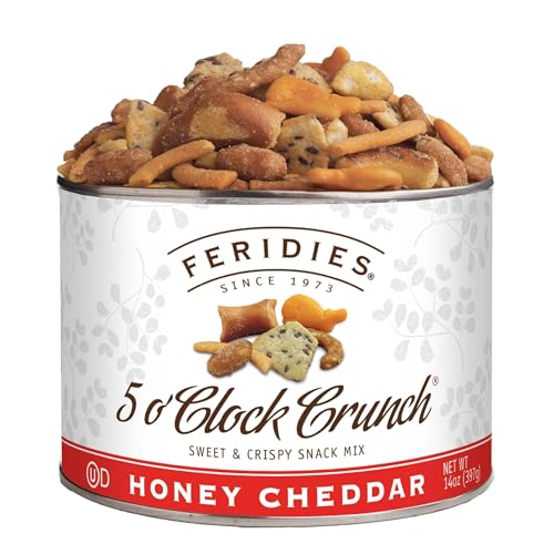 FERIDIES Five O'clock Crunch Honey Cheddar Snack Mix with Premium Virginia Peanuts, 14 Ounce (Pack of 1) Honey Cheddar Mix