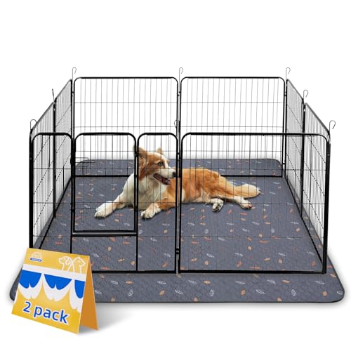 Image of Sunheir Washable Pee Pads for Dogs Extra Large 48 inch x 60 inch 2-Pack, Reusable Puppy Pads Pet Training Pads for Dog Playpen Indoor, Waterproof Dog Pee Pads for Puppy Playpen, Whelping Pad - Deep Grey