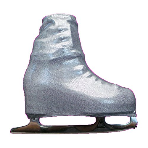 Kami-So Metallic Figure Skate Boot Covers | Ice Hockey Skates Protection Against Scratches, Scuffs, and Dirt | Durable Skate Shoe Covers | Ice Skating Accessories | Silver - Adult Size