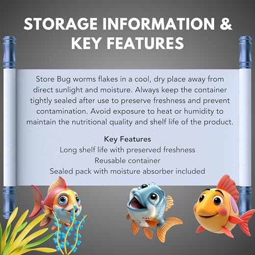 Image of Tropical Flakes 25g Fish Food with 52% Protein for Guppy,Betta Fish,Guppy Fries,Tetra and All Types of Tropical Fishes (Bug Worm Flakes)