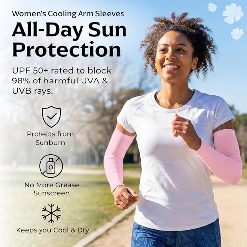 Image of SportsTrail Cooling Arm Sleeves for Men & Women - Breathable, UV Sun Protection, Sports Arm Sleeves for Women, Men & Youth