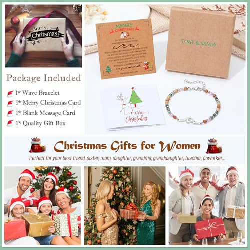 Image of TONY & SANDY Friend Gifts for Women, Unique Birthday Gifts for Women, Sister Gift from Sister, Wave Bracelet, Christmas Stocking Stuffers for Woman Female, Bestie Friendship Bracelets