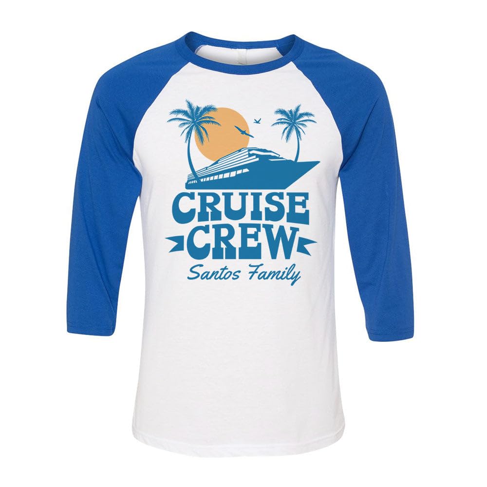 Cruise Crew Santos Family Three-Quarter Raglan Sleeve Baseball Shirt Unisex 2X-Large White/Royal
