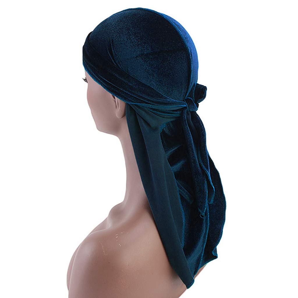 Men Lady Velvet Bandana Durag Headwear Silk Pirate Cap Wrap Hat Peacock Blue'|Clothing, Shoes & Accessories | Mens Accessories | Hats'| Hats'|Hats'-image-46