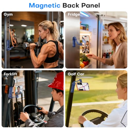 Image of OMOTON TP03 [Ultra-Slim] for MagSafe Tripod, 360 Rotating Magnetic Phone Tripod for iPhone 17 /16 Pro Max Air Women Men, Fold Cell Phone Stand with 1 /4 inch Screw & Hook Fits Vlog, Live, Travel, Blue